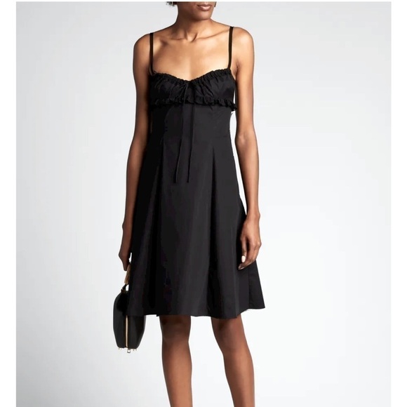 Brock Collection lace trimmed stretch cotton dress in black size 12